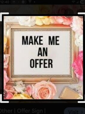 Floral 'Make Me An Offer' Framed Sign - Pink & Gold